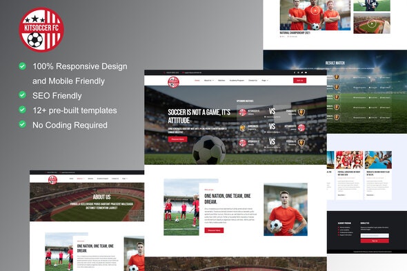 KitSoccer - Football Team &amp; Sports Elementor Template Kit