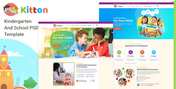 Kitton - Kids, Kindergarten And Pre-School PSD Template