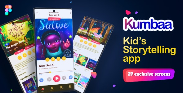 Kumbaa | 28 Screens Kid’s Storytelling Mobile UI Template