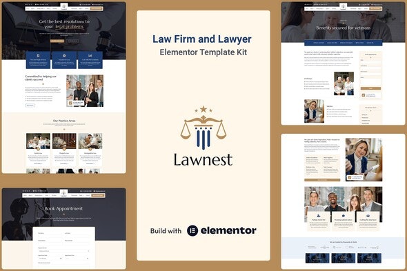 Lawnest - Law Firm &amp; Lawyer Elementor Pro Template Kit