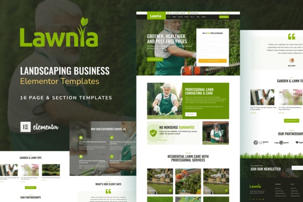 Lawnia - Gardener &amp; Landscaping Business Elementor Template Kit