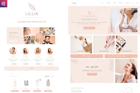 Lillia - Beauty &amp; Skincare Elementor Template Kit