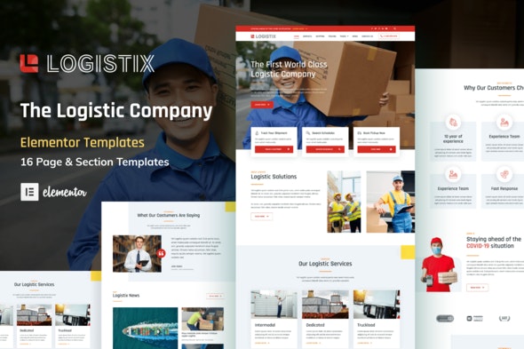 Logistix - Transportation Courier &amp; Logistic Company Elementor Template Kit