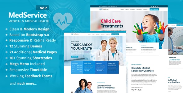 Medical Clinic Hospital WordPress Theme for Appointment calendar booking &amp; scheduling - MedService