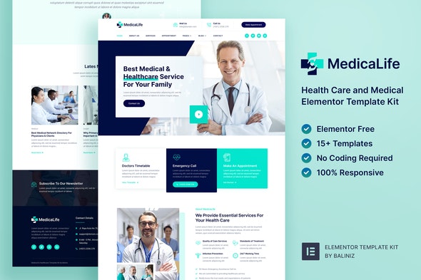 MedicaLife – Health Care &amp; Medical Elementor Template Kit