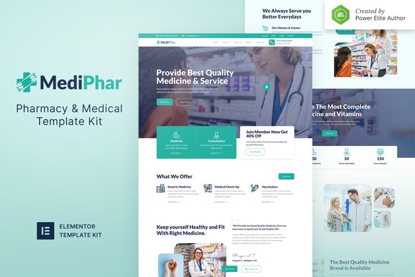 Mediphar – Pharmacy &amp; Medical Elementor Template Kit