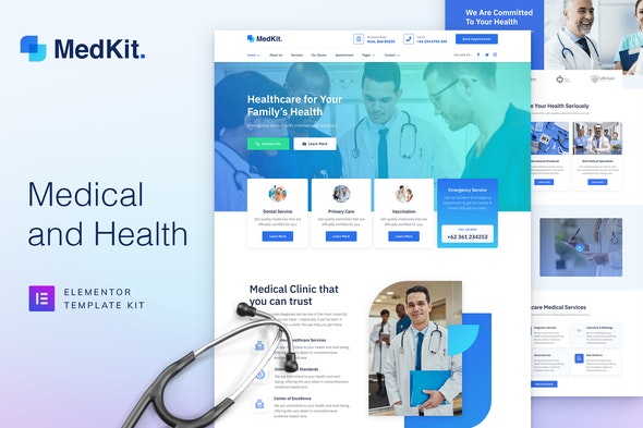 MedKit - Health &amp; Medical Elementor Template Kit