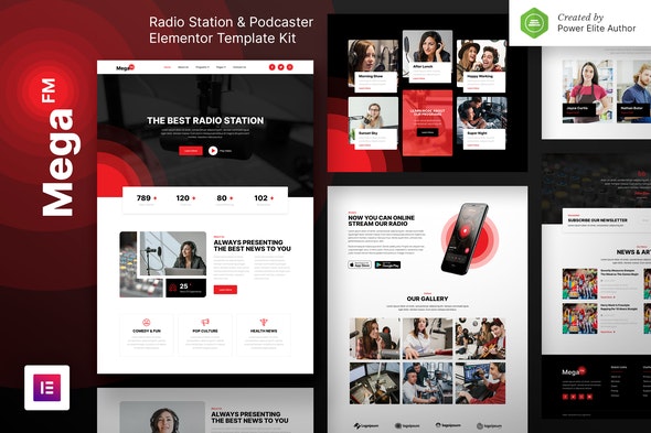 MegaFM – Radio Station &amp; Podcaster Elementor Template Kit