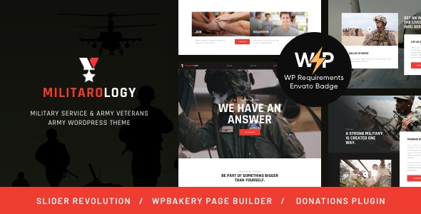 Militarology - Military Service &amp; Army Veterans Army WordPress Theme