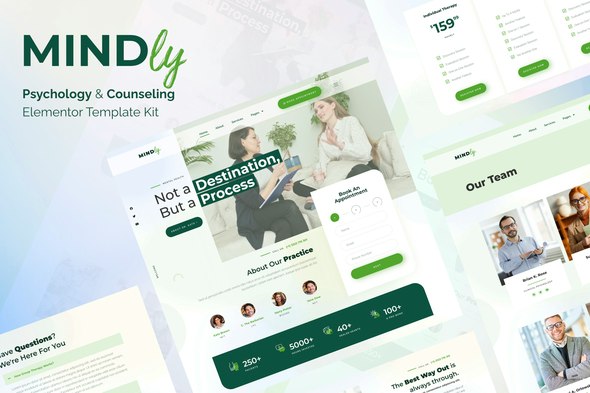 Mindly - Psychology, Therapy &amp; Counseling Elementor Template Kit
