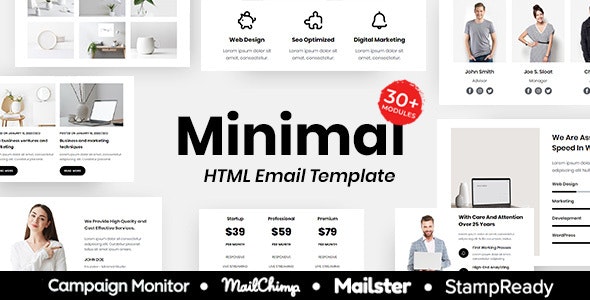 Minimal Agency - Multipurpose Responsive Email Template 30+ Modules Mailchimp