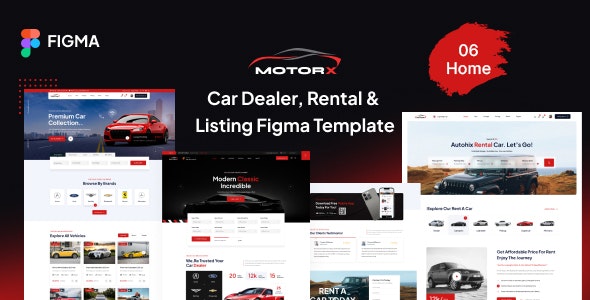 Motorx - Car Dealer, Rental &amp; Listing Figma Template