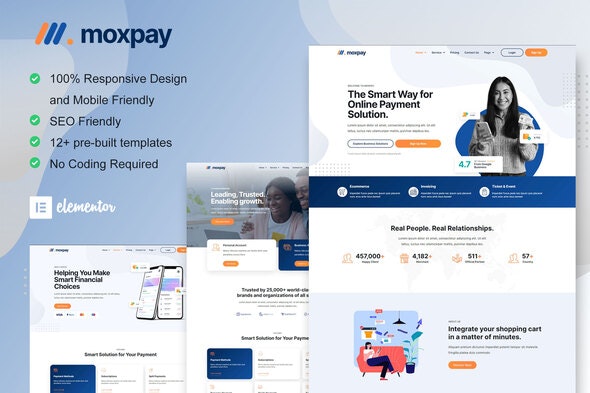 Moxpay - Online Payment Gateway Elementor Template Kit