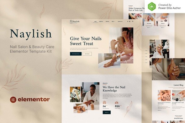 Naylish – Nail Salon &amp; Beauty Care Elementor Template Kit