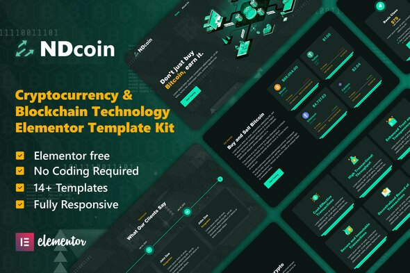 Ndcoin - Cryptocurrency &amp; Blockchain Technology Elementor Template Kit