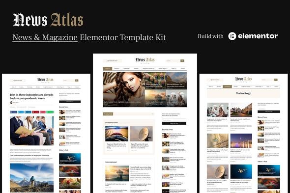 NewsAtlas  – News &amp; Magazine Elementor Template Kit