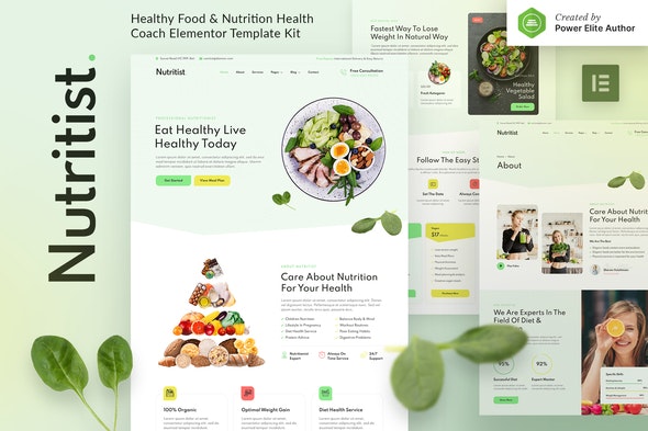 Nutritist – Healthy Food &amp; Nutrition Coach Elementor Template Kit