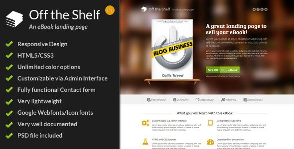 Off the Shelf - Responsive E-Book Landing Page