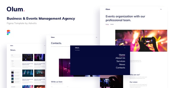 Olum - Business &amp; Events Management Agency Figma Template