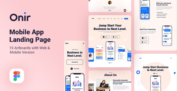 Onir - Mobile App Landing Page Figma Template