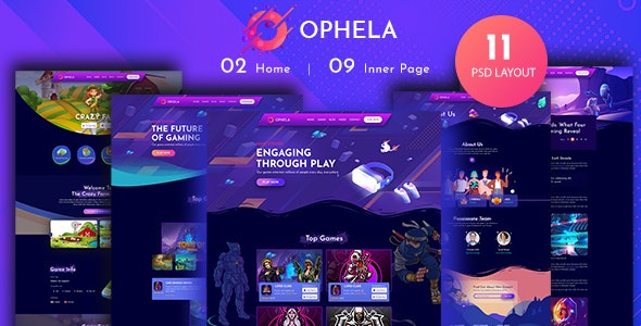 Ophela - Gaming Studio PSD Template