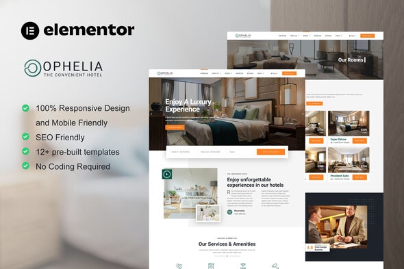 Ophelia - Hotel &amp; Resort Elementor Template Kit