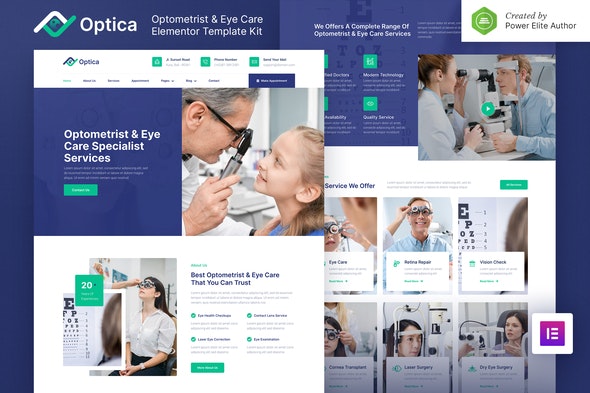 Optica – Optometrist &amp; Eye Care Elementor Template Kit
