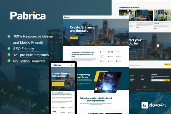 Pabrica - Engineering &amp; Industrial Service Elementor Template Kit