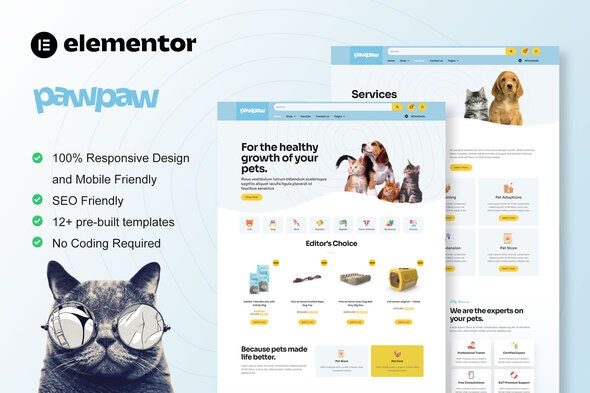 PawPaw - WooCommerce Pet Shop &amp; Pet Care Elementor Template Kit