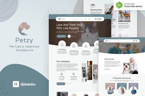 Petzy – Pet Care &amp; Veterinary Elementor Template Kit