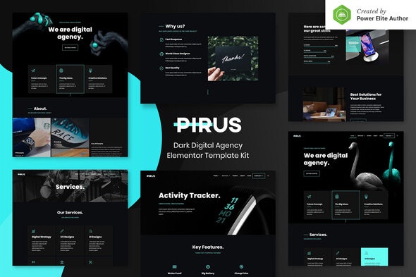 PIRUS – Dark Digital Agency Elementor Template Kit