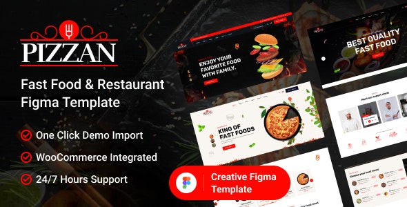 Pizzan - Fast Food &amp; Restaurant Figma Template