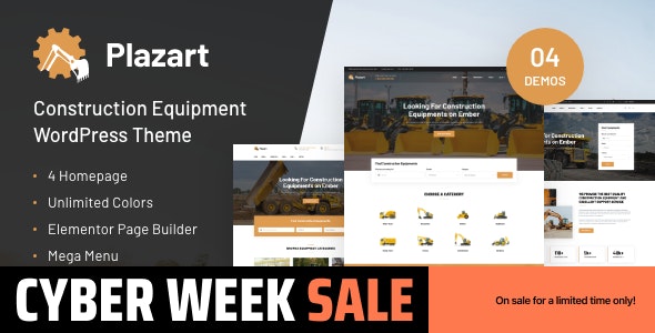 Plazart - Construction Equipment WordPress Theme