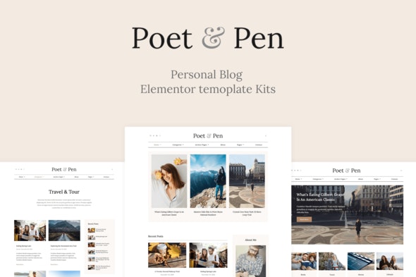 Poet &amp; Pen - Personal Blog Elementor Template Kit