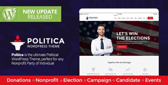 Politica - A Modern Political Party &amp; Candidate WordPress Theme
