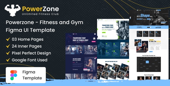 PowerZone - Fitness, Workout &amp; Gym Figma Template