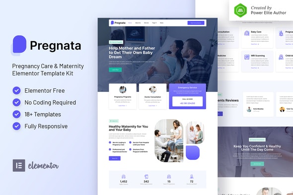 Pregnata – Pregnancy Care &amp; Obstetrician Elementor Template Kit