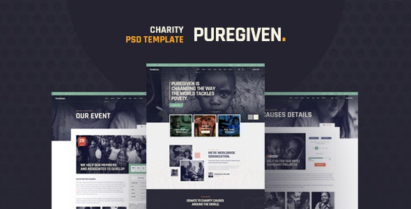 Puregiven - Nonprofit Charity PSD Template