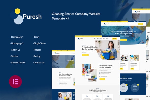 Puresh | Cleaning Services Company Elementor Template Kit