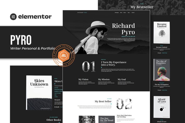 Pyro - Writer Portfolio Elementor Template Kit