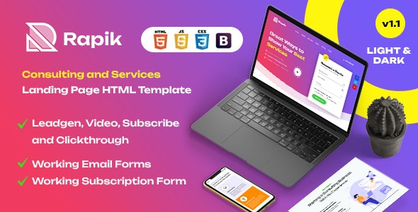 Rapik - Creative Consulting and Services HTML Landing Page Template