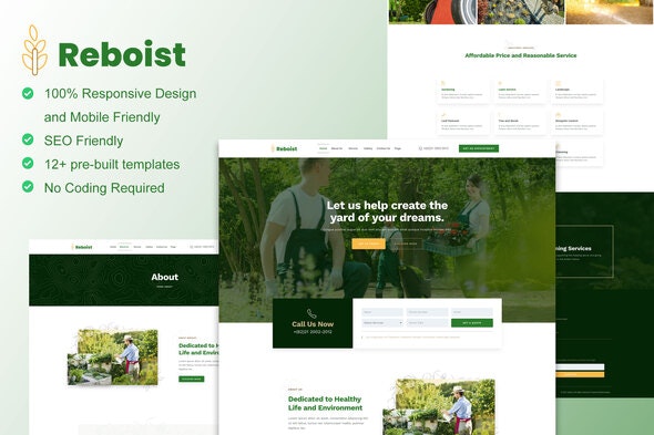 Reboist - Landscape &amp; Gardening Elementor Template Kit