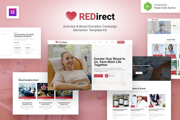 Redirect – Blood Donation Campaign &amp; Activism Elementor Template Kit