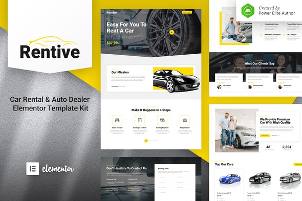 Rentive – Car Rental &amp; Auto Dealer Elementor Template Kit