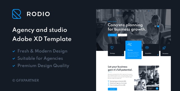 Rodio – Agency &amp; Studio Adobe XD Template