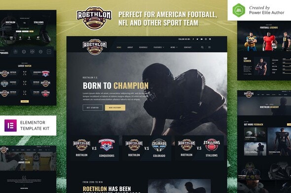 Roethlon – American Football &amp; NFL Elementor Template Kit
