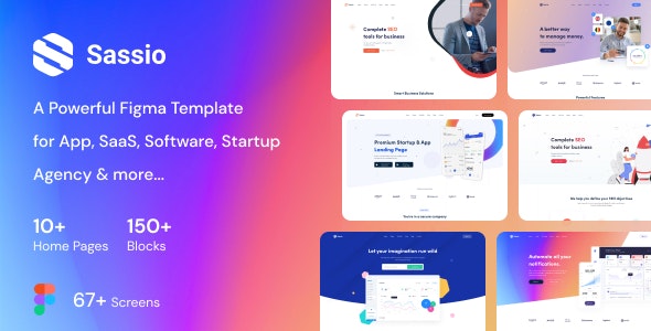 Sassio - App, SaaS, Software, Startup, Agency Figma Template
