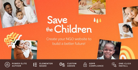 Save the Children - Charity WordPress Theme with Donations