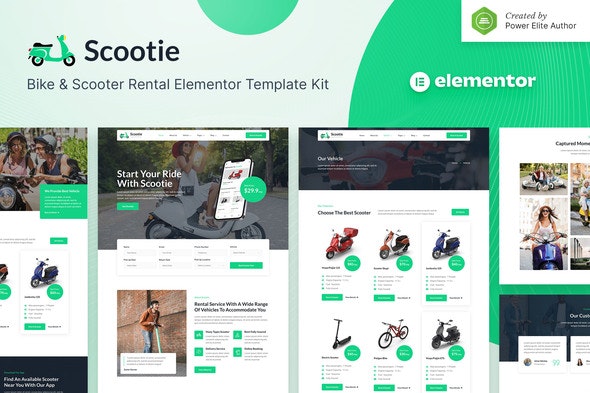 Scootie – Bike &amp; Scooter Rental Elementor Template Kit