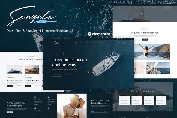 Seagale - Yacht Club &amp; Boat Rental Elementor Template Kit